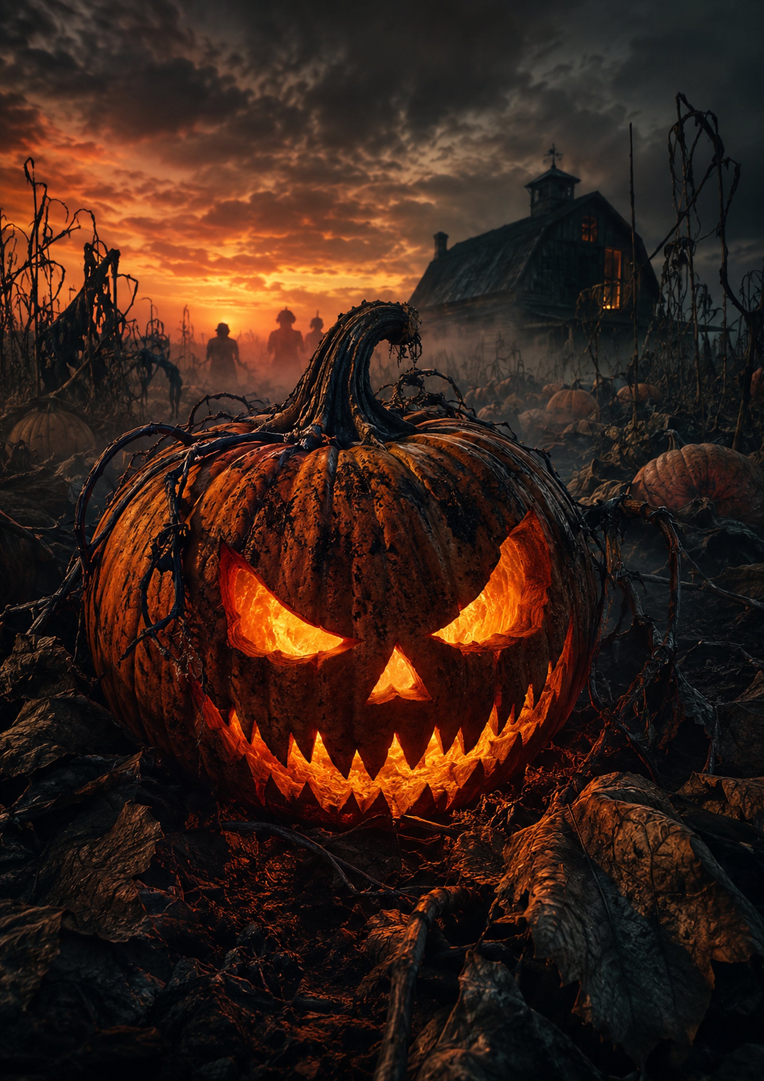 The Jack O'Lantern Harvest at Dusk Halloween and gothic horror wall print by PosterMe.shop