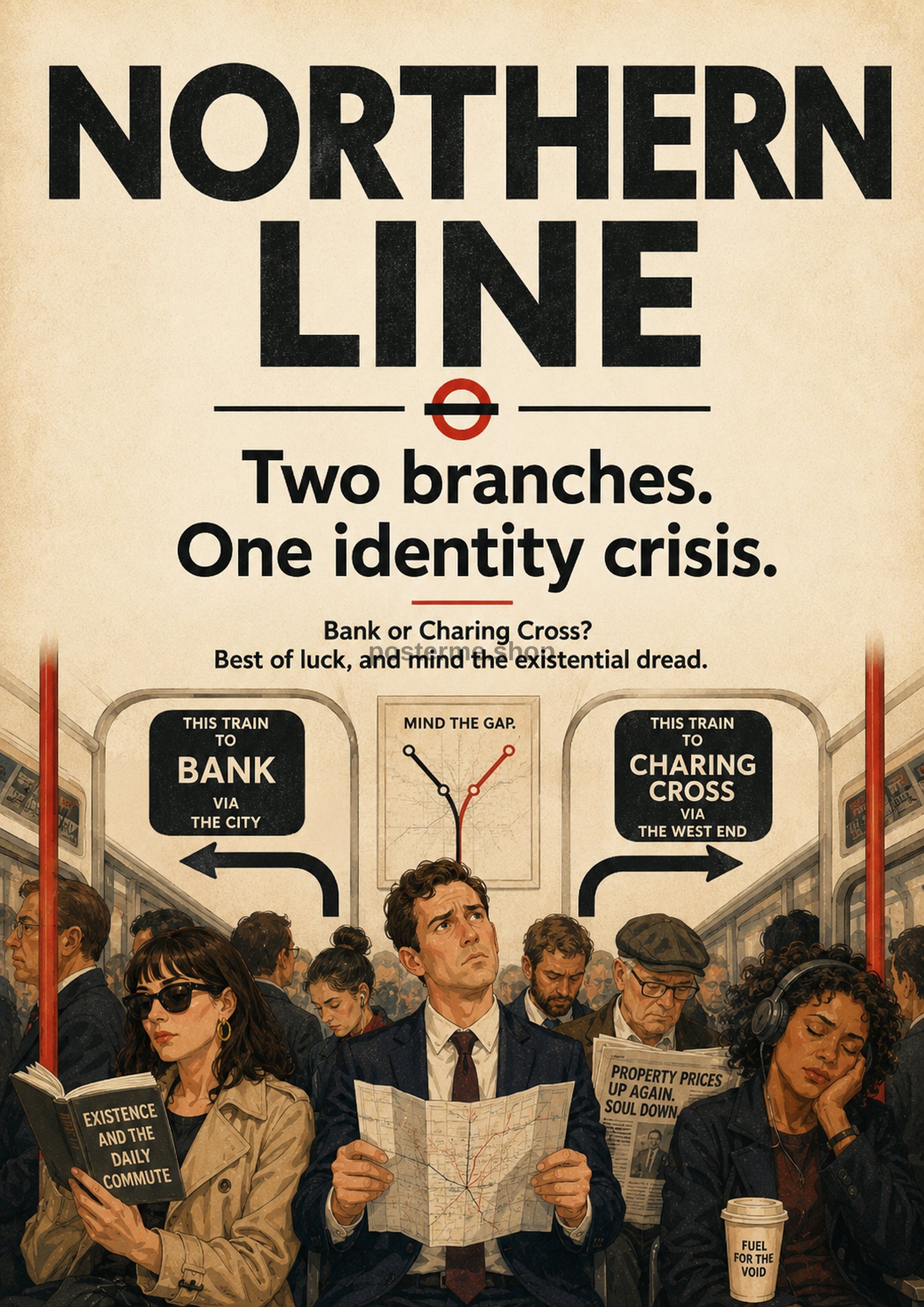 Northern Line Identity Crisis London Underground art print by towelme
