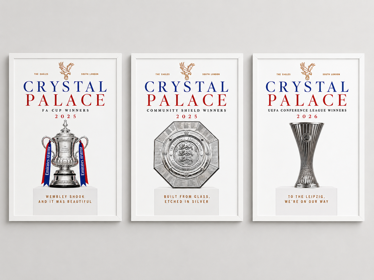 Crystal Palace FC - Set of 3 A4 Trophy Prints
