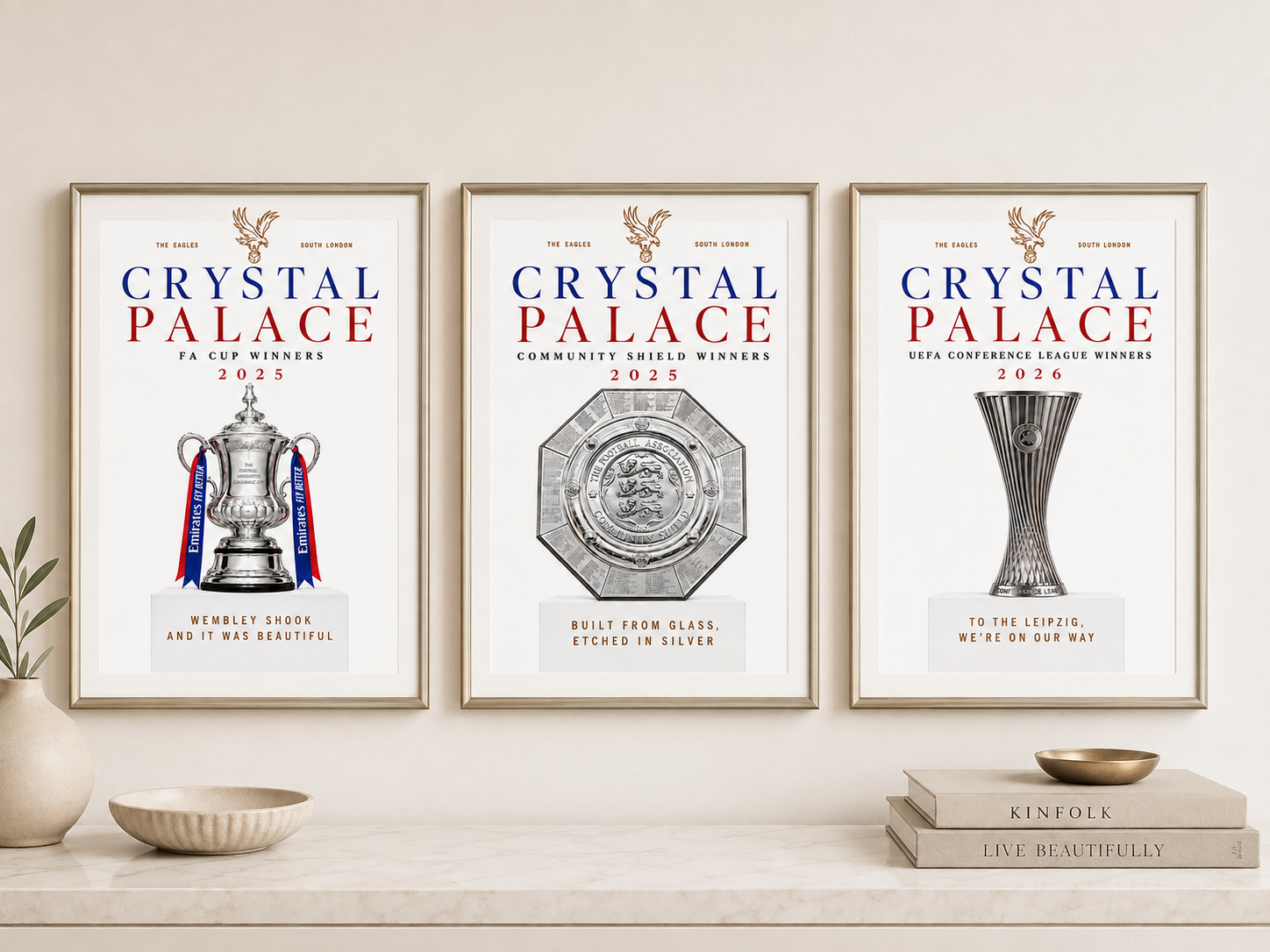 Crystal Palace FC - Set of 3 A4 Trophy Prints