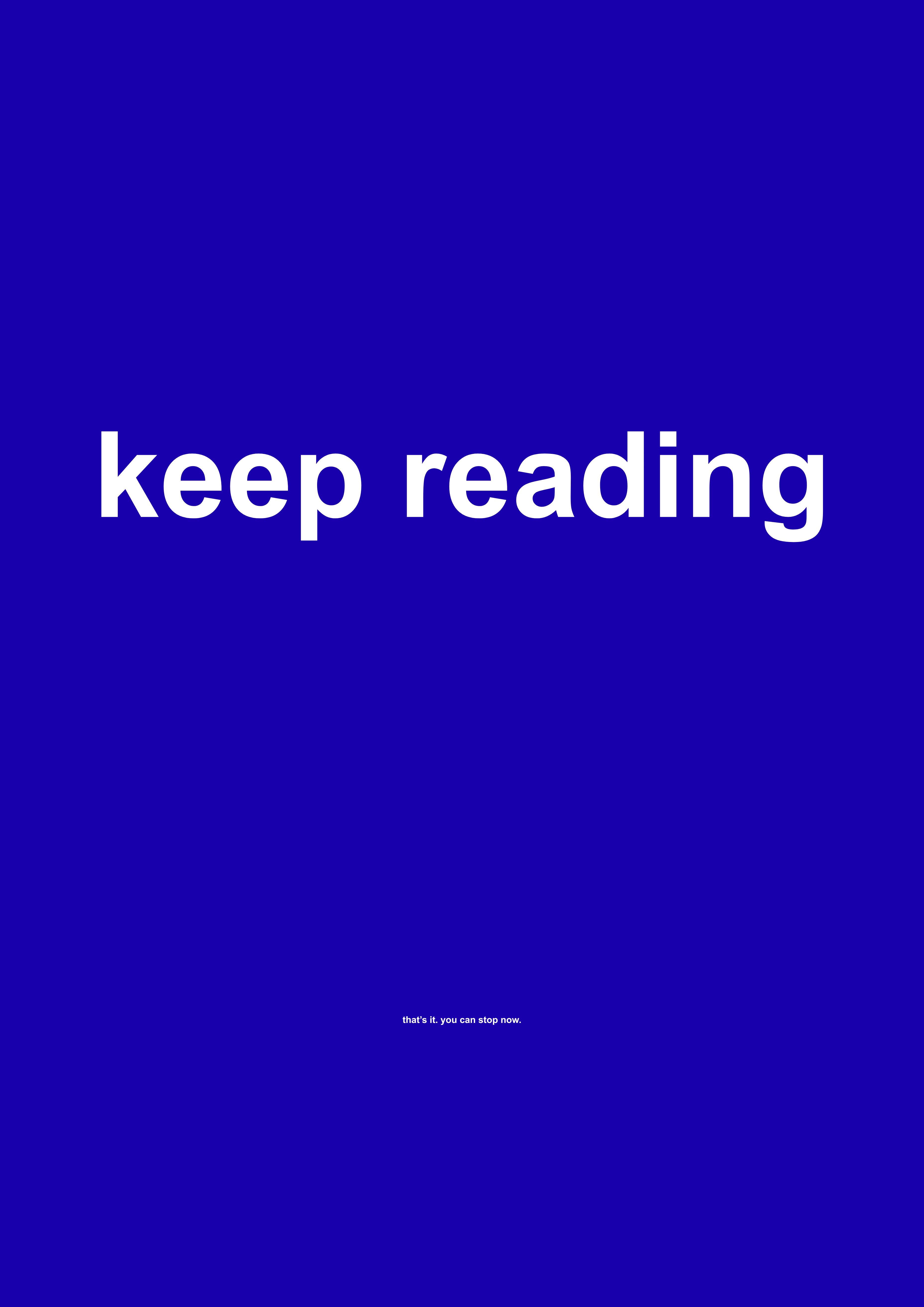 Keep Reading funny typography wall print in Dark Blue by PosterMe.shop
