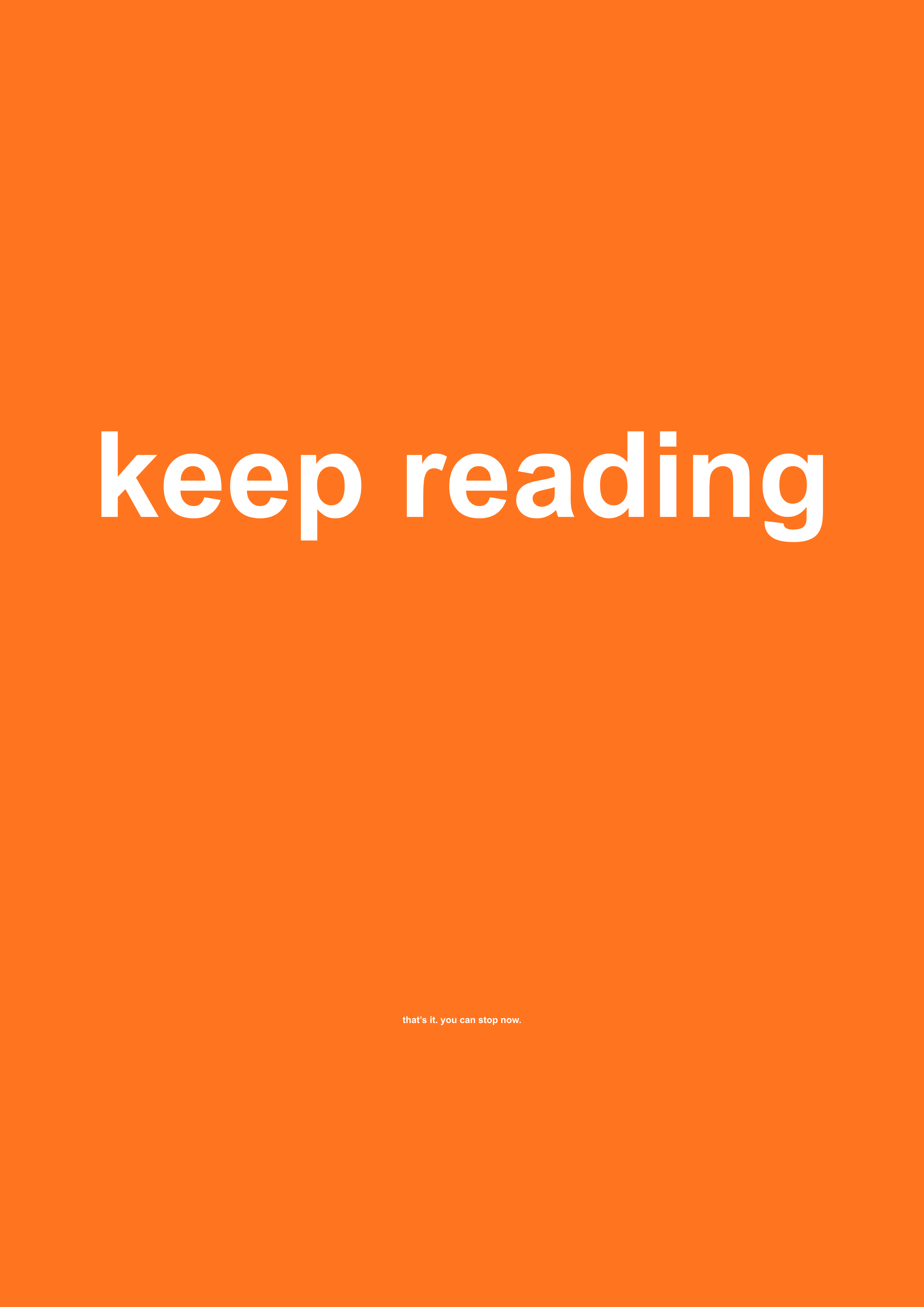 Keep Reading funny typography wall print in Orange by PosterMe.shop