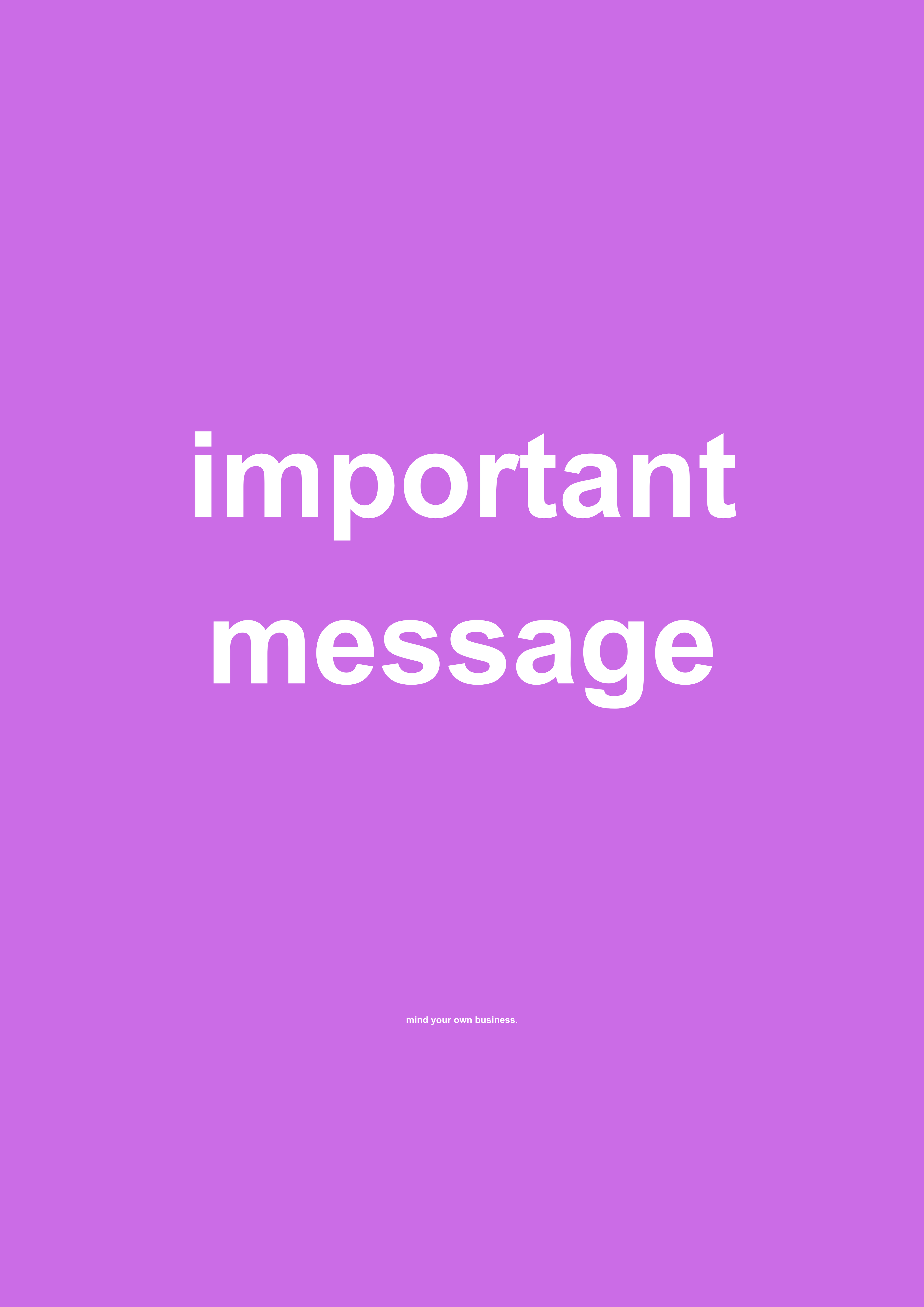 Important Message funny typography wall print in Purple by PosterMe.shop