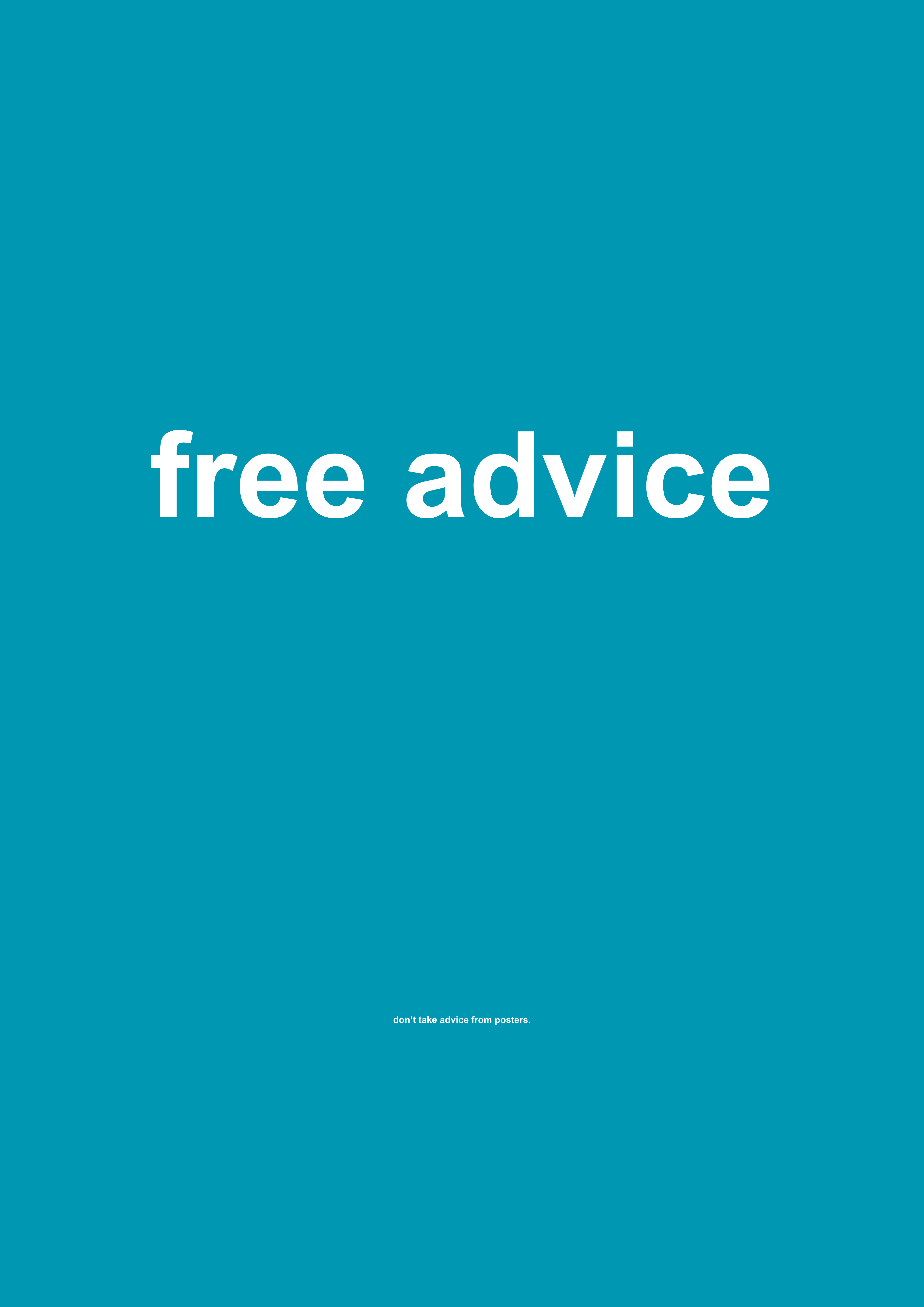 Free Advice funny typography wall print in Blue by PosterMe.shop