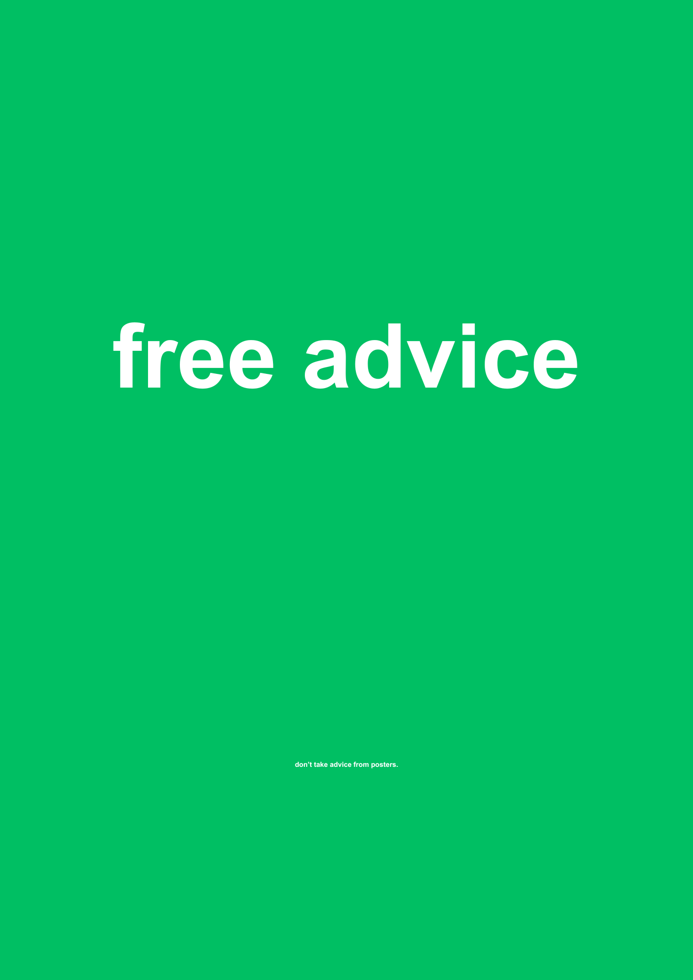 Free Advice funny typography wall print in Green by PosterMe.shop