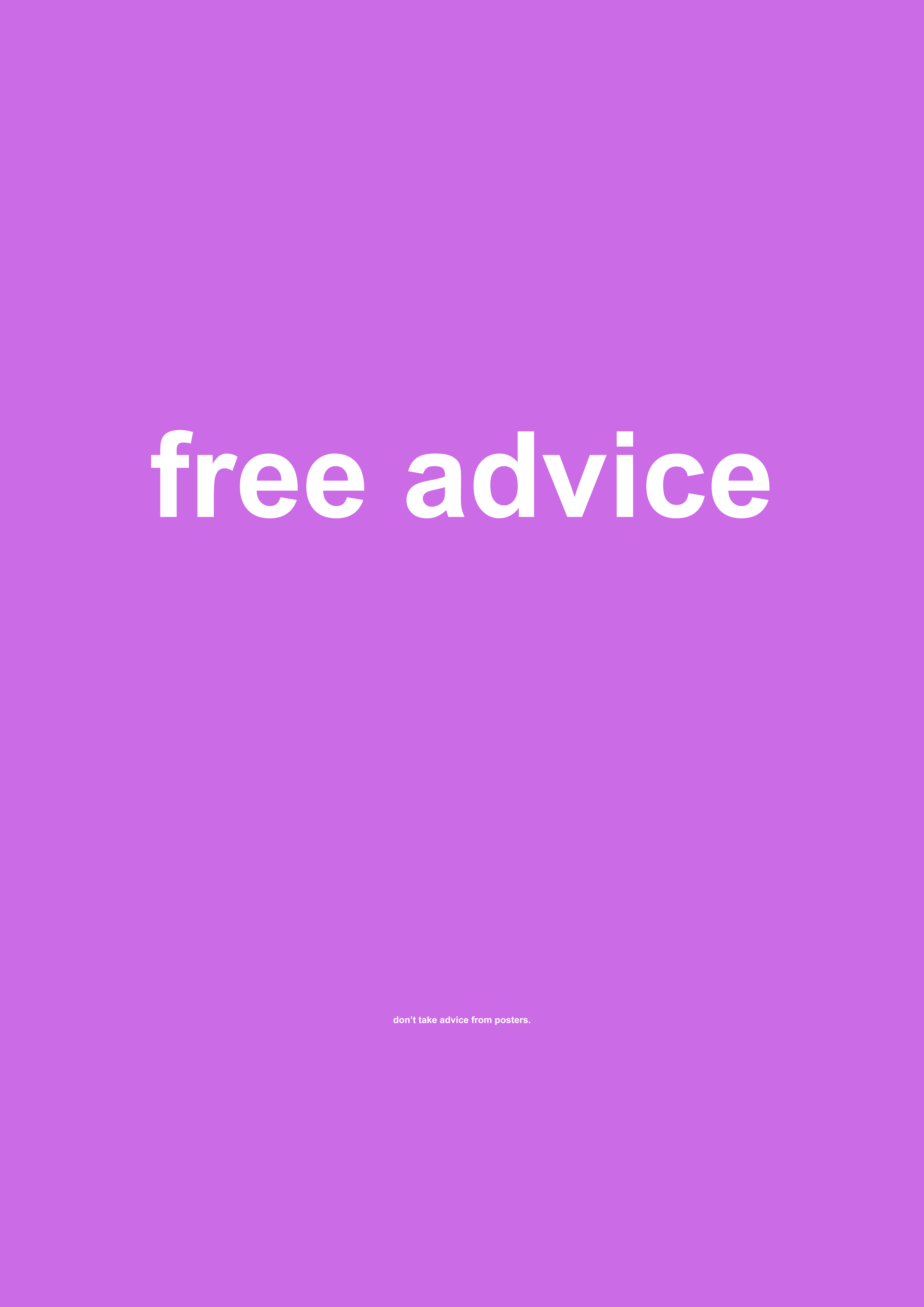 Free Advice funny typography wall print in Purple by PosterMe.shop