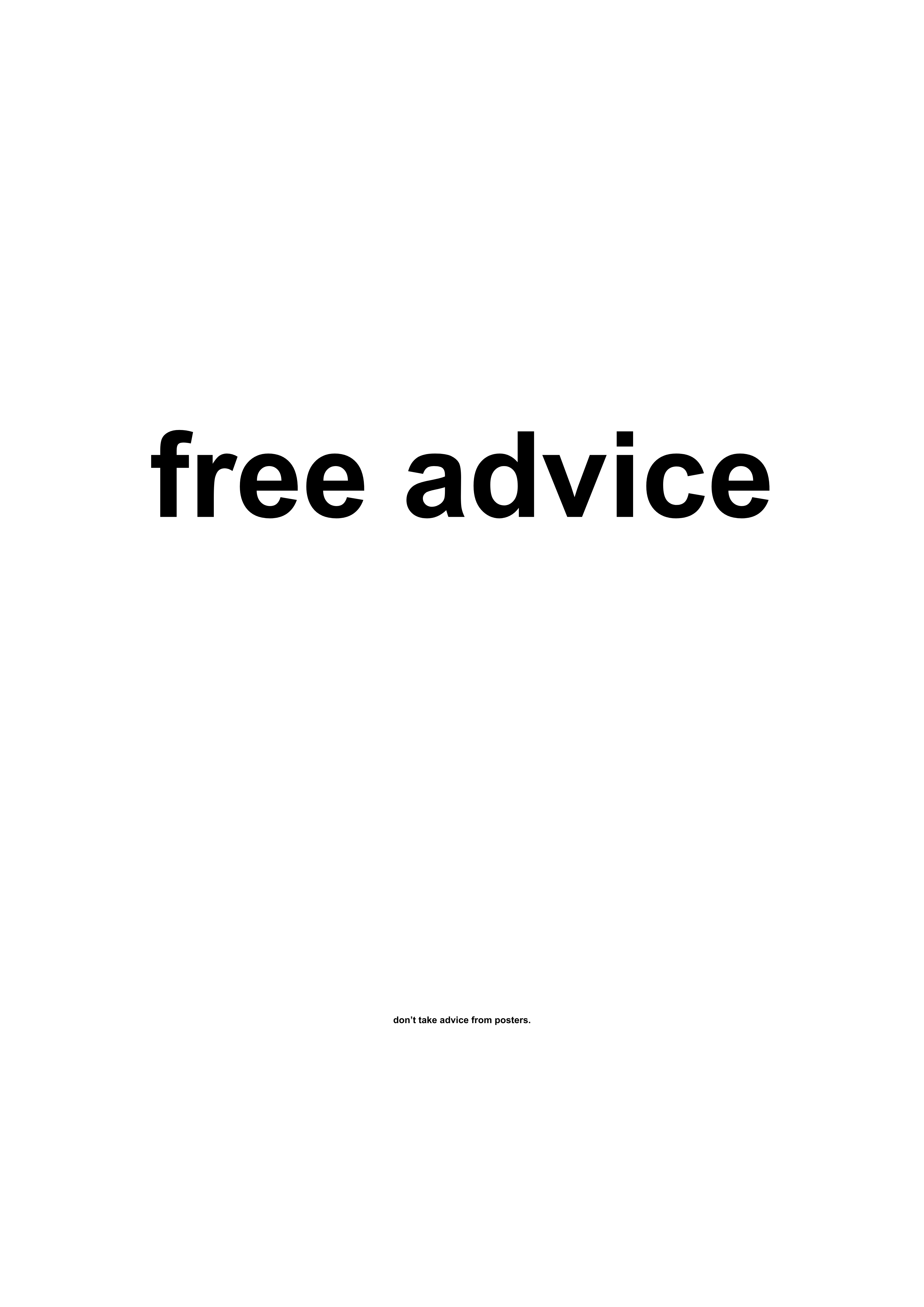 Free Advice funny typography wall print in White by PosterMe.shop
