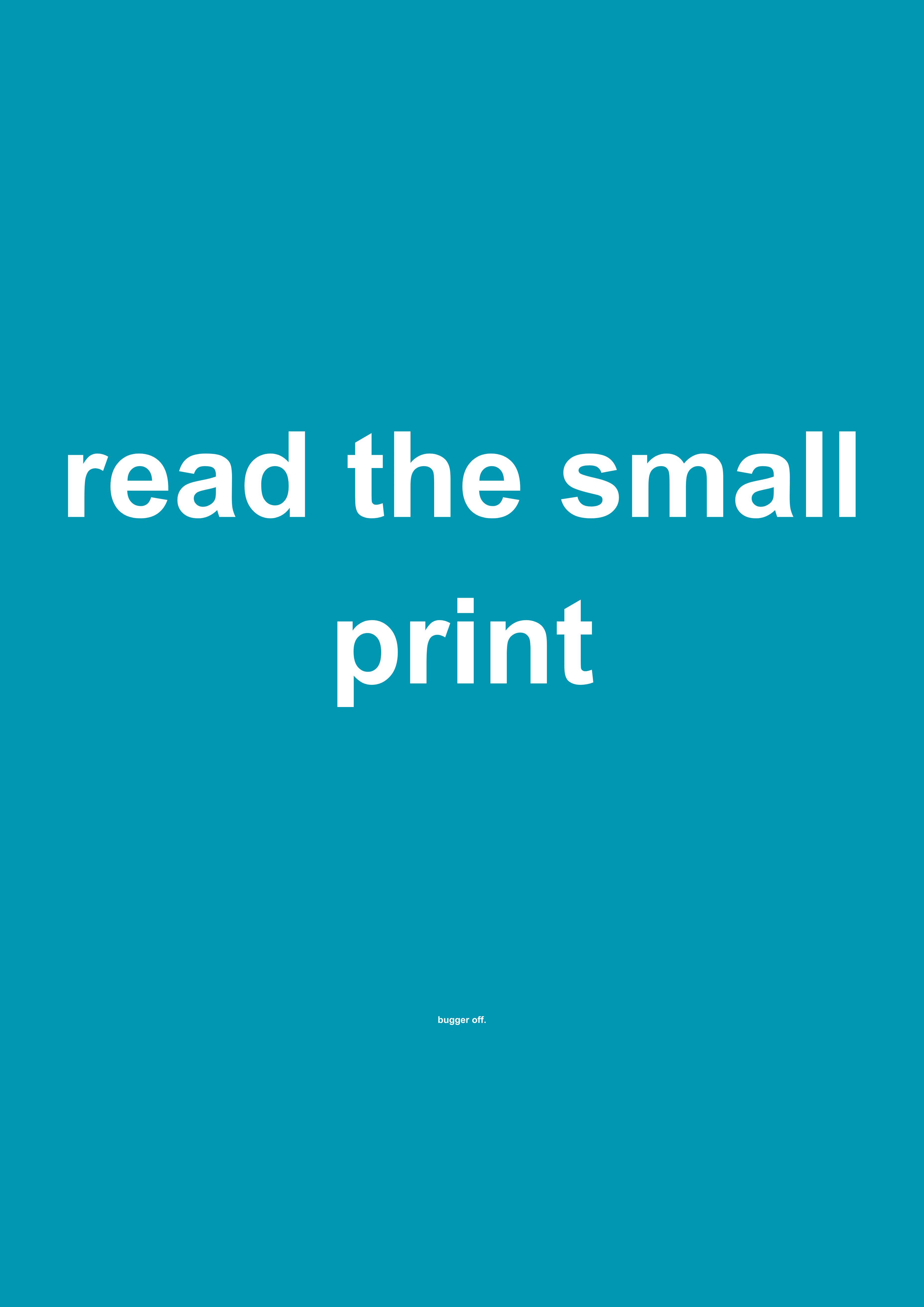 Read the Small Print funny typography wall print in Blue by PosterMe.shop