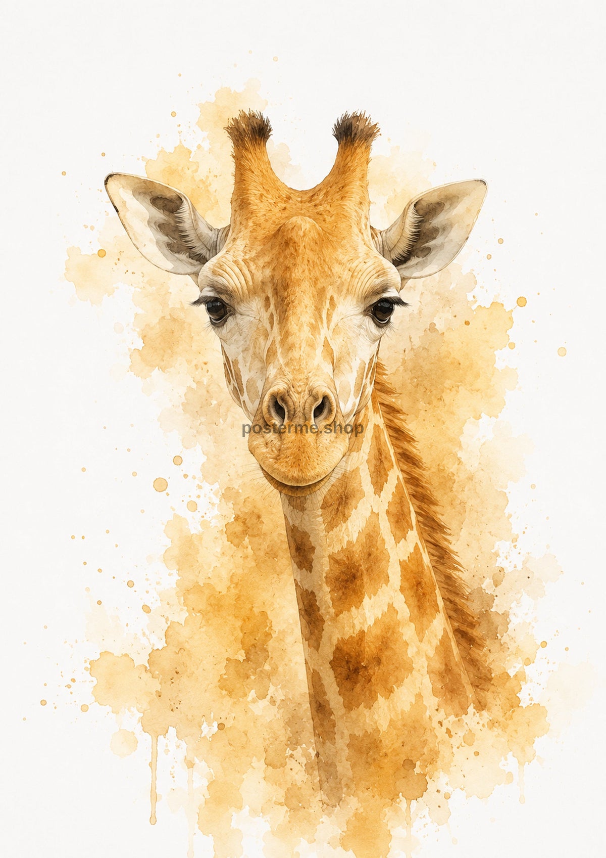 Gentle Giraffe in Sunlit Watercolour colourful animal watercolour art print by towelme