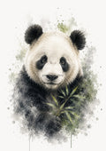 Gentle Panda with Bamboo Watercolour colourful animal watercolour art print by towelme