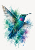 Iridescent Hummingbird in Jewel-Tone Watercolour colourful animal watercolour art print by towelme