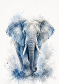 Blue Elephant in Gentle Watercolour colourful animal watercolour art print by towelme