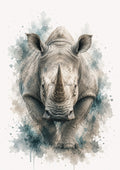 Rhinoceros in Stormy Watercolour colourful animal watercolour art print by towelme
