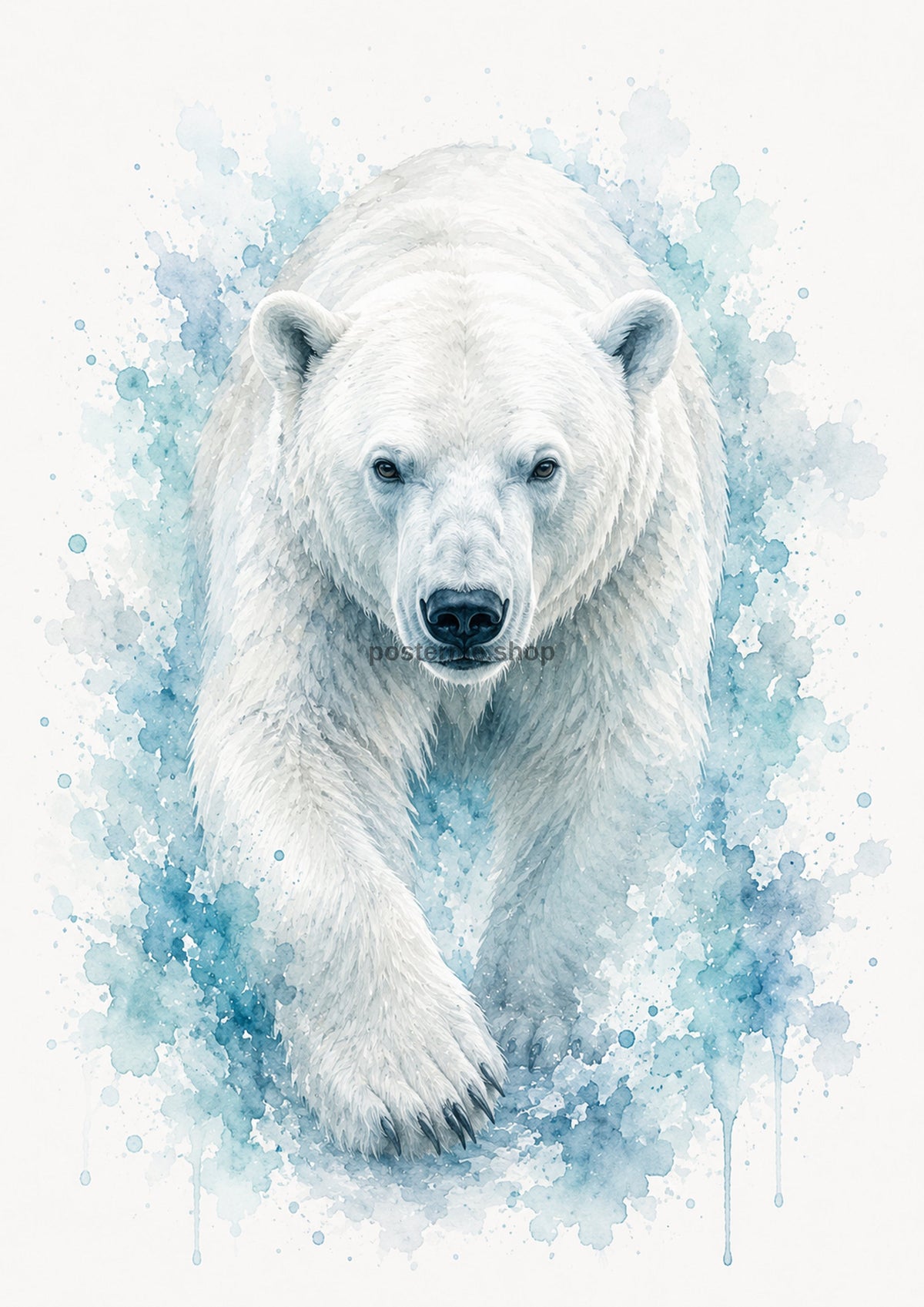 Polar Bear in Arctic Blue Watercolour colourful animal watercolour art print by towelme