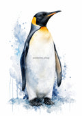 Emperor Penguin in Polar Watercolour colourful animal watercolour art print by towelme
