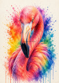 Vibrant Flamingo in Rainbow Watercolour colourful animal watercolour art print by towelme