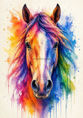 Rainbow Horse in Flowing Watercolour colourful animal watercolour art print by towelme