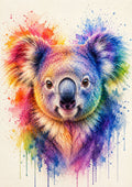 Rainbow Koala Watercolour Portrait colourful animal watercolour art print by towelme