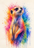 Rainbow Meerkat Watercolour Portrait colourful animal watercolour art print by towelme