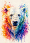Polar Bear in Aurora Watercolour colourful animal watercolour art print by towelme
