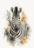 Zebra in Charcoal and Ochre Watercolour colourful animal watercolour art print by towelme