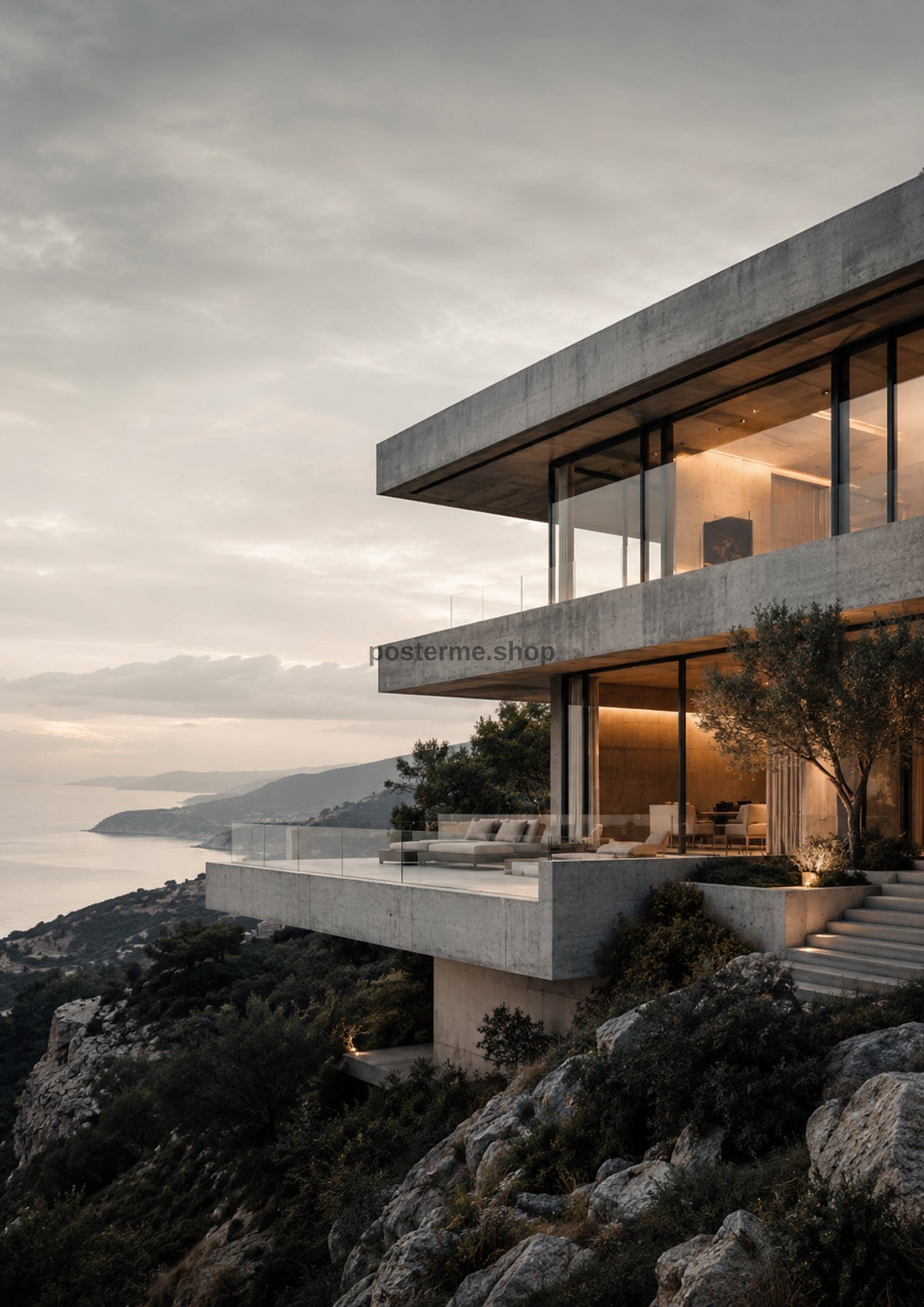 Modern Coastal Home in the Mist architecture art print by towelme