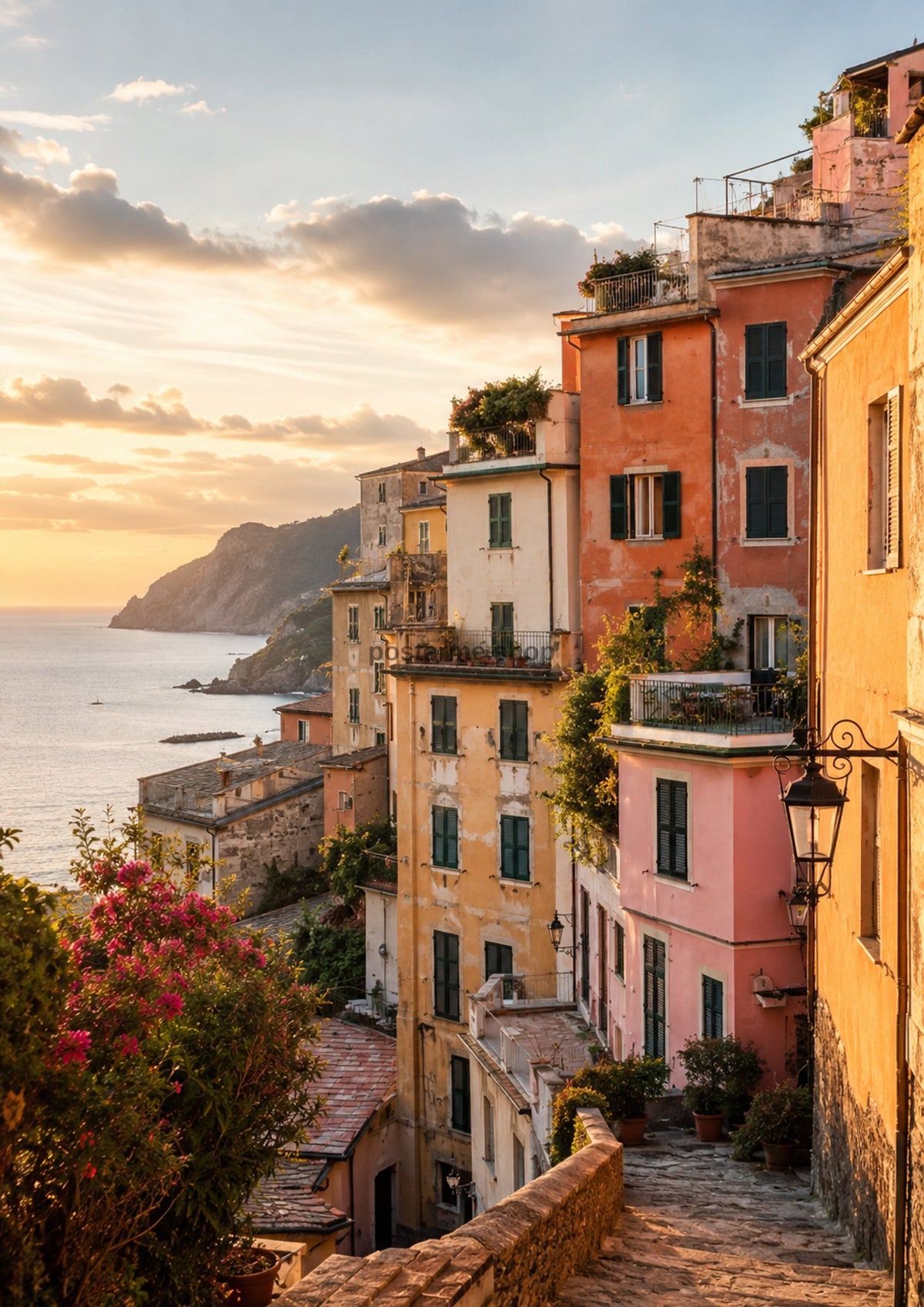 Mediterranean Village at Golden Hour architecture art print by towelme