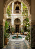 Sunlit Moroccan Tiled Courtyard architecture art print by towelme