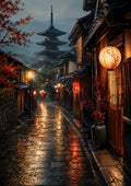 Rainy Evening in a Japanese Alley architecture art print by towelme
