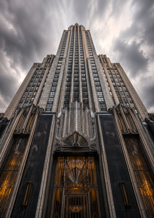Art Deco Grandeur under Stormy Skies architecture art print by towelme