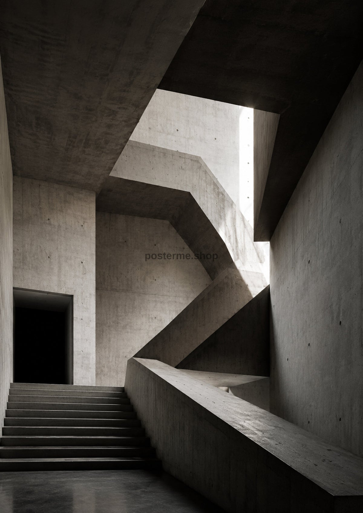 Geometric Light in a Brutalist Space architecture art print by towelme