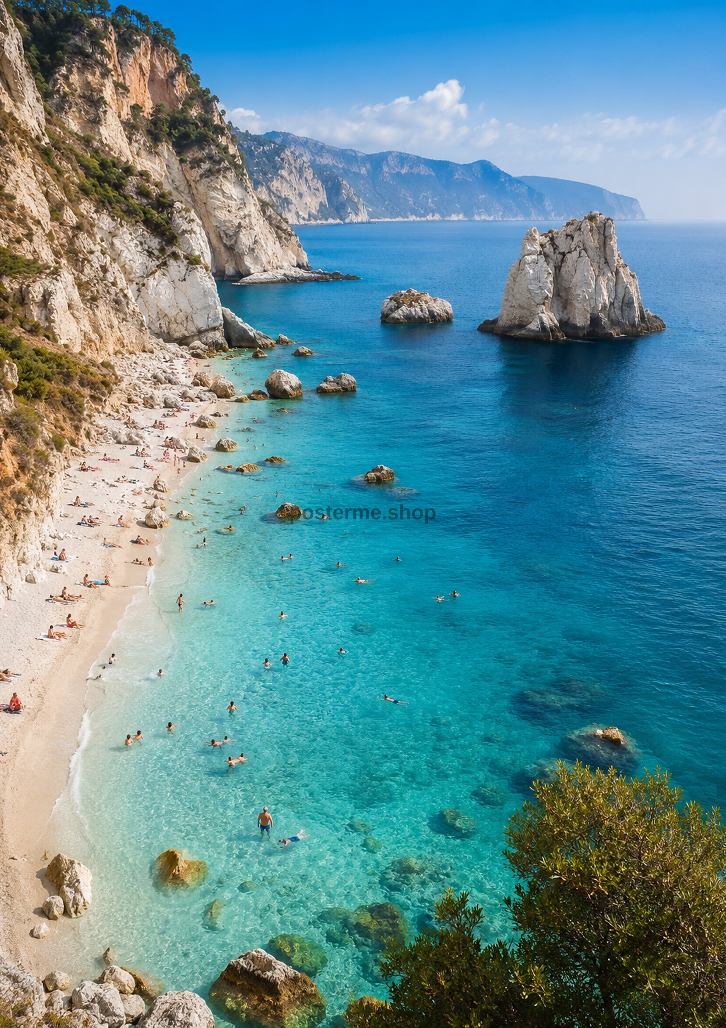 Sunny Coastal Cove With Turquoise Waters coastal art print by towelme