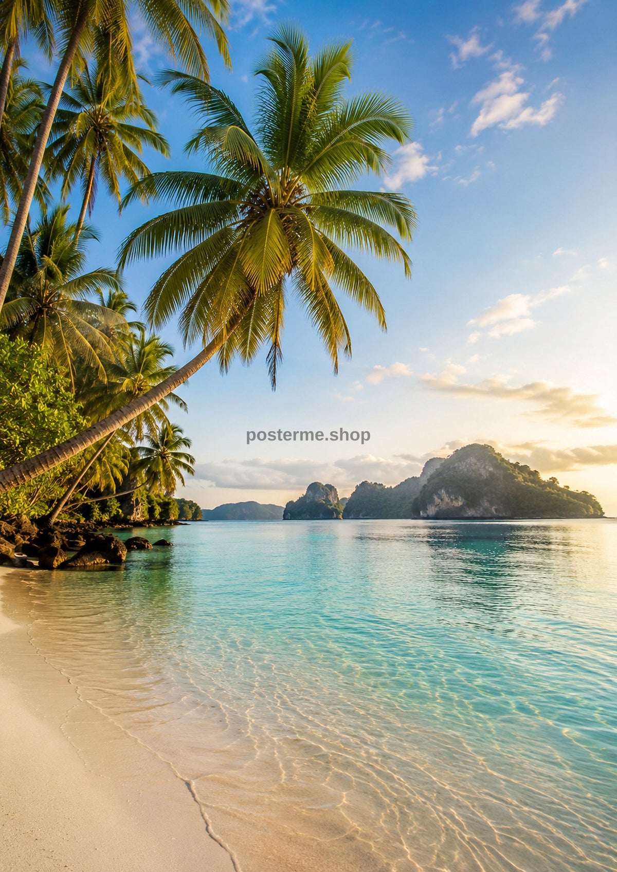 Tranquil Tropical Beach At Sunset coastal art print by towelme