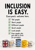 Inclusion Is Easy funny British quote art print by towelme