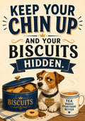 Keep Your Biscuits Hidden funny British quote art print by towelme
