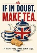 Make Tea, It Helps funny British quote art print by towelme