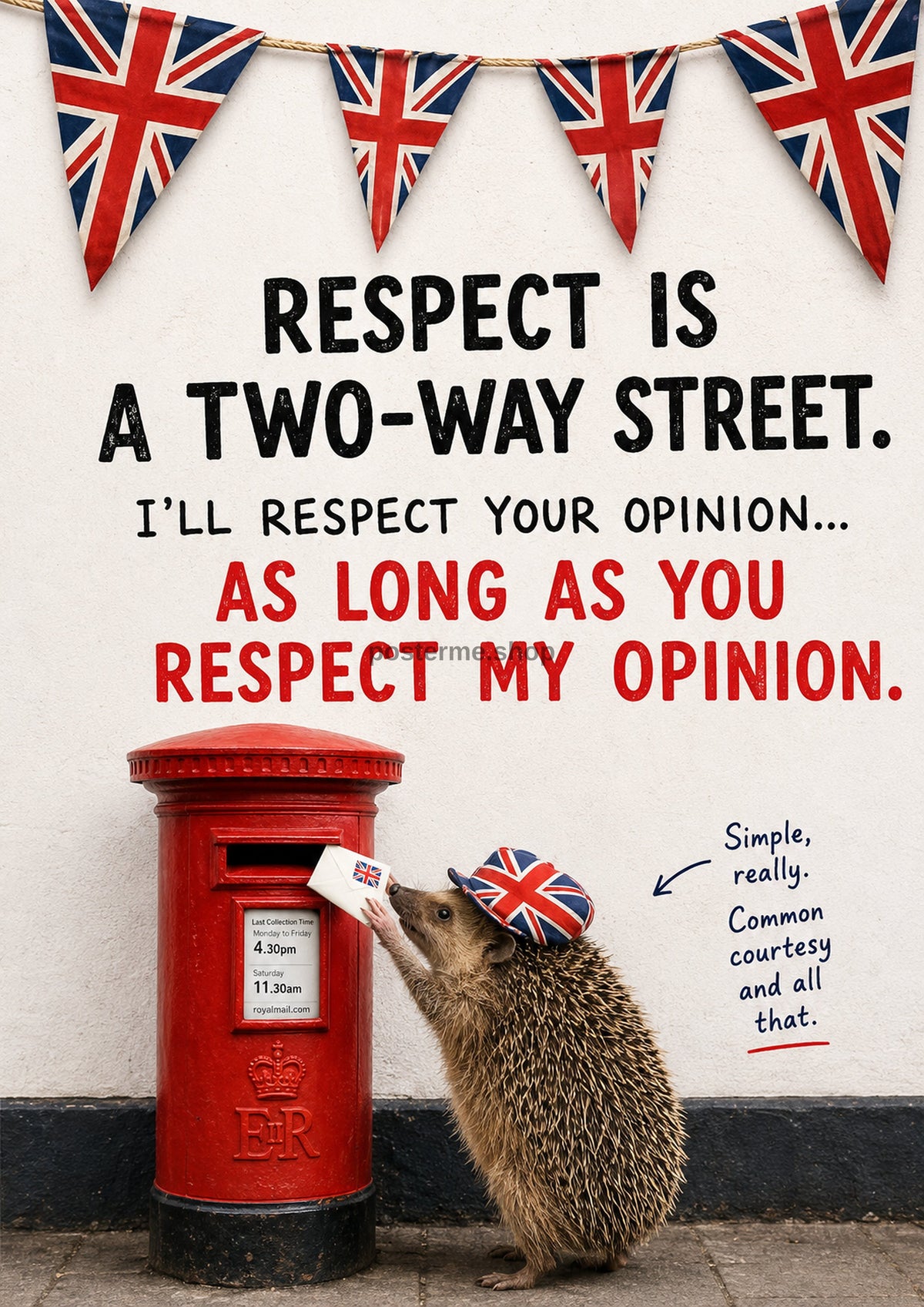 Respect Is a Two-Way Street funny British quote art print by towelme