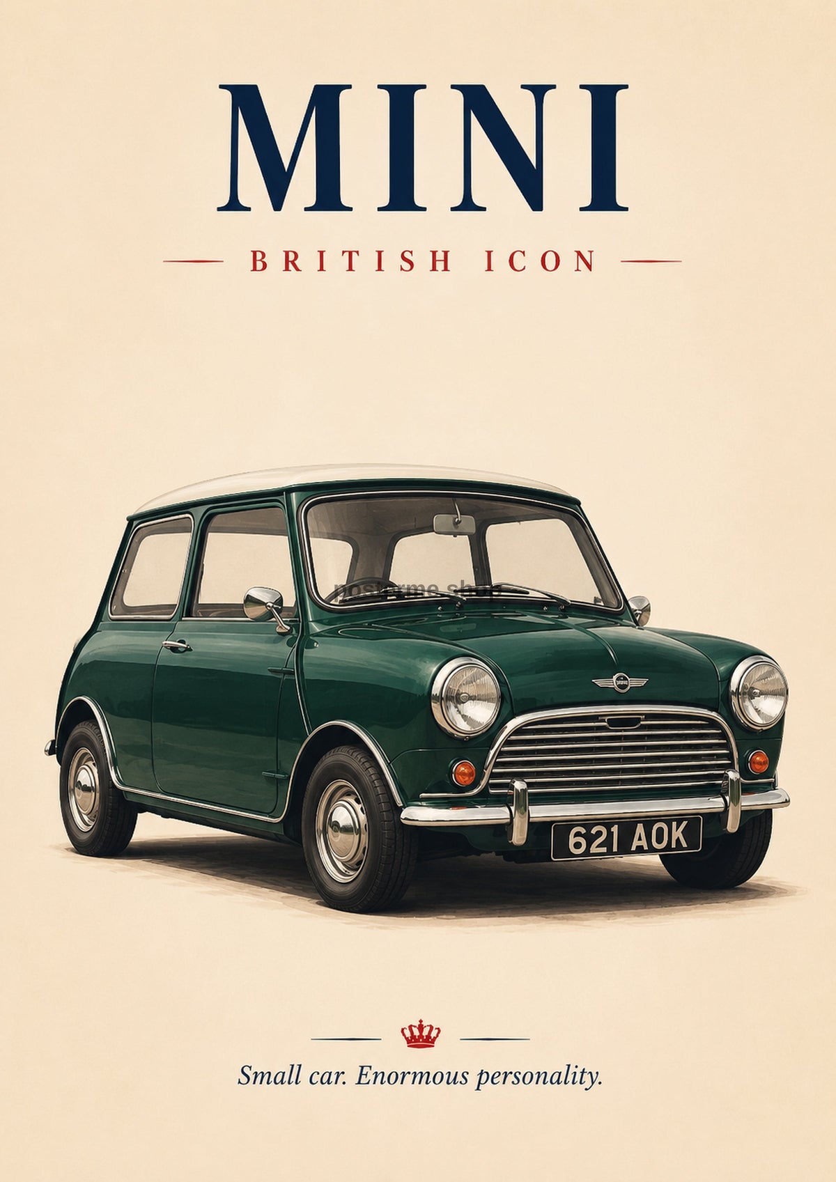 Classic Mini: Small Car, Enormous Personality classic British icon art print by towelme