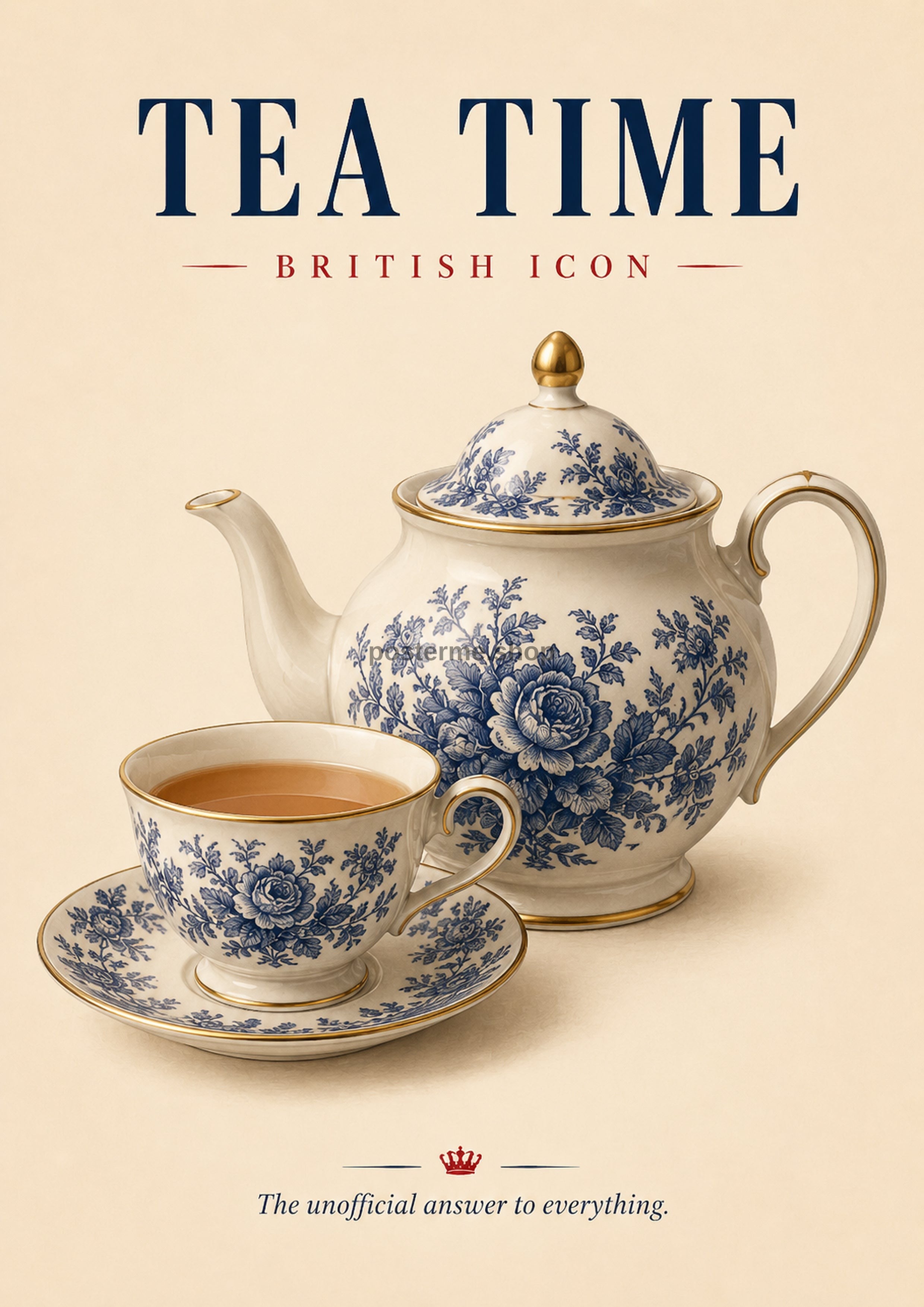 Tea Time: British Elegance in Porcelain classic British icon art print by towelme