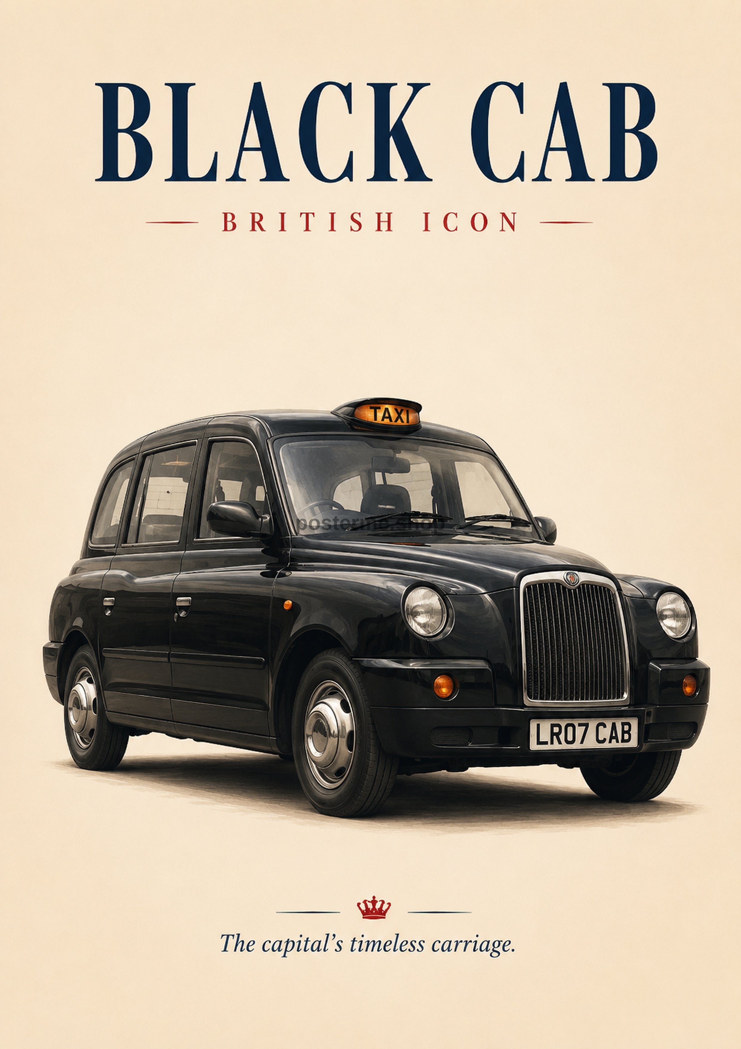 Black Cab: Timeless London Transport classic British icon art print by towelme