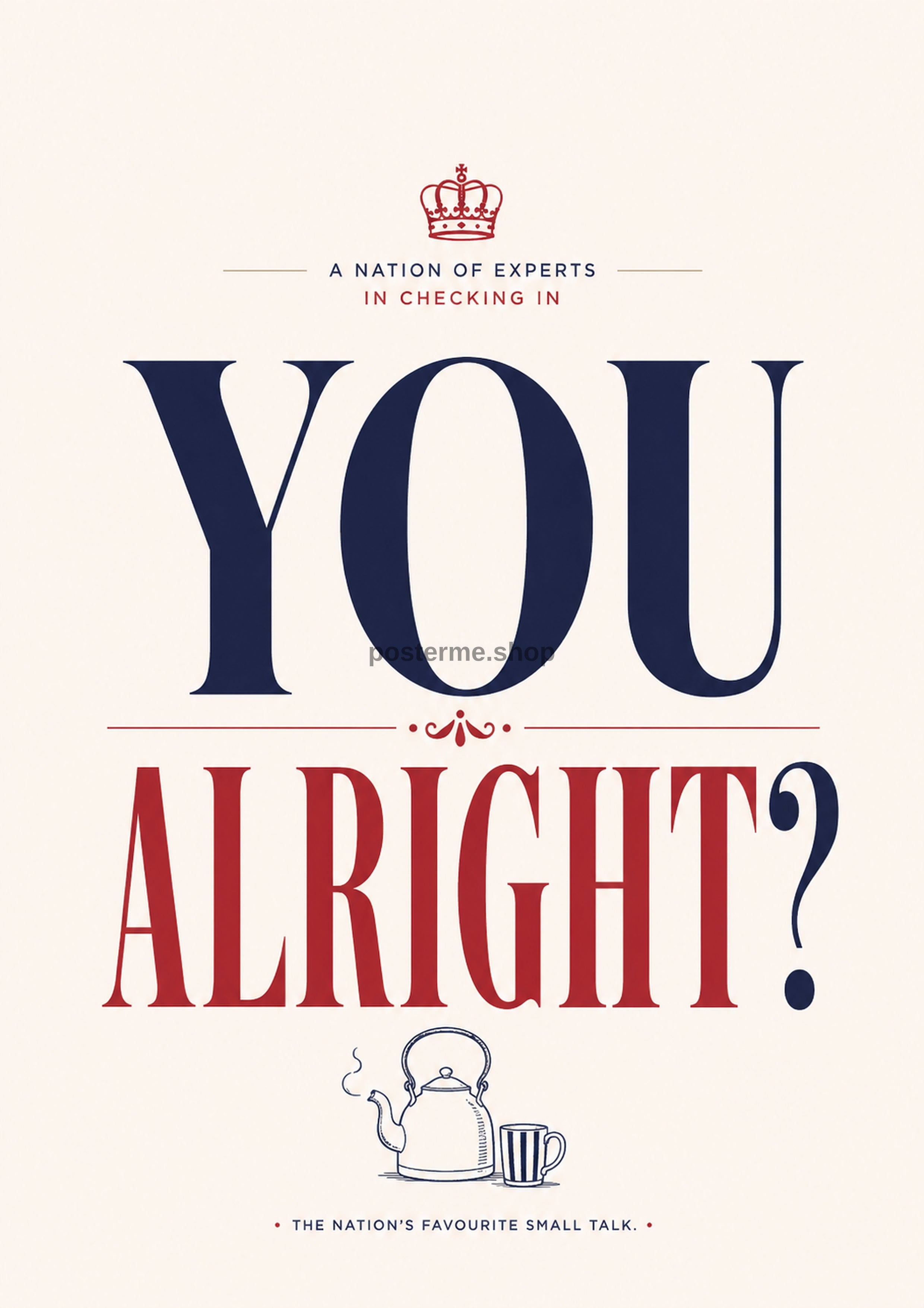 You Alright? modern British quote art print by towelme