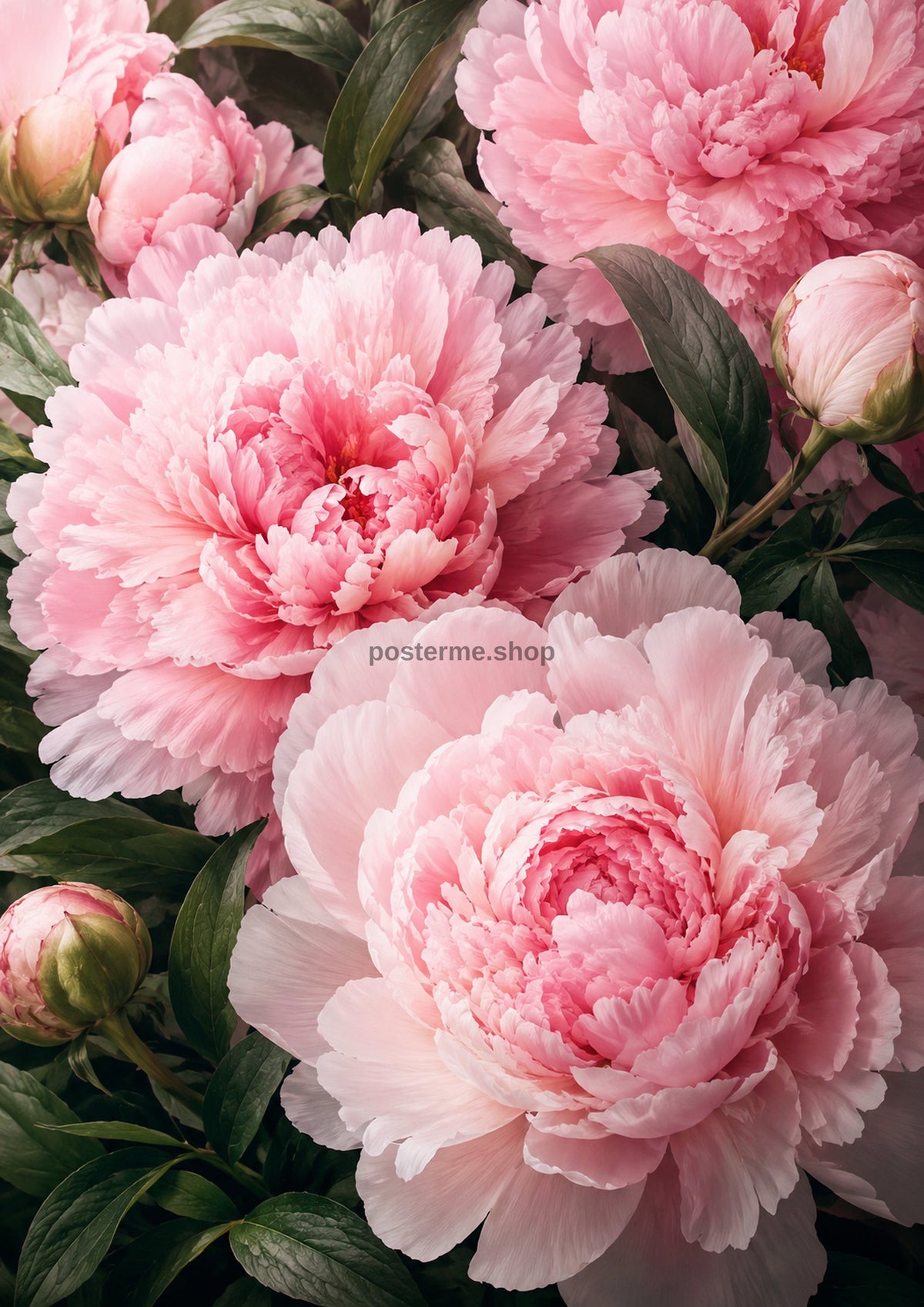 Blush Peony Symphony in Garden Light botanical wall print by towelme