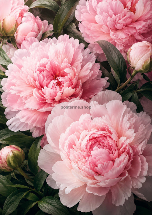 Blush Peony Symphony in Garden Light botanical wall print by towelme