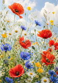 Summer Wildflowers Beneath a Blue Sky botanical wall print by towelme
