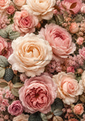 English Rose Garden in Blush and Cream botanical wall print by towelme