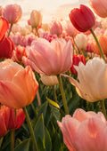 Pastel Tulip Field in Golden Spring botanical wall print by towelme