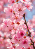 Cherry Blossom Branches in Airy Spring Blue botanical wall print by towelme