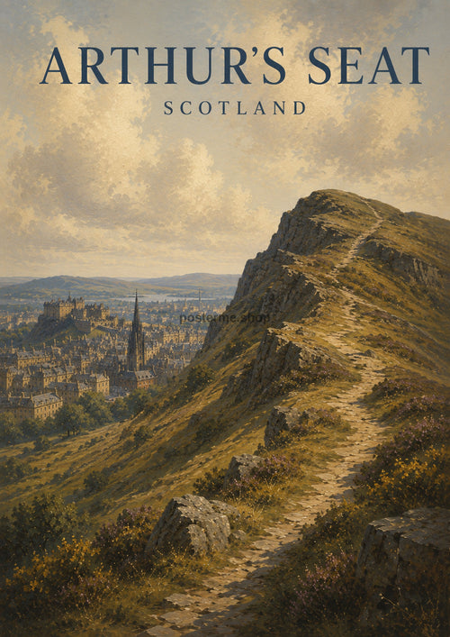 Arthur's Seat over Edinburgh British travel art print by towelme