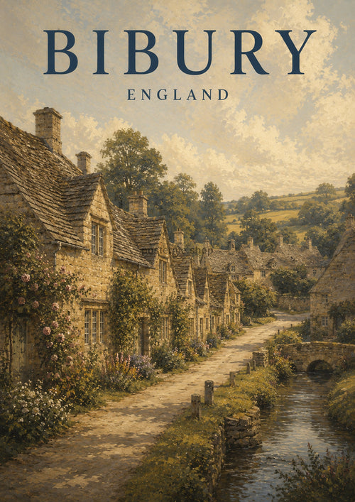 Bibury Village in Golden Light British travel art print by towelme