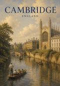 Cambridge: A Peaceful Punting Journey British travel art print by towelme